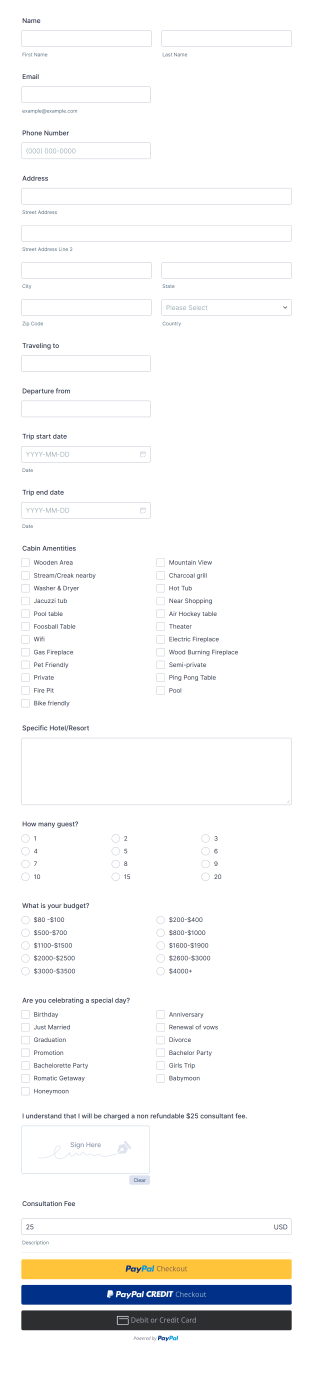 Tour Consultation Form Template