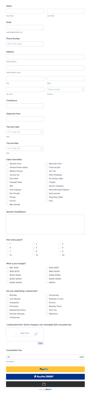 Tour Consultation Form Template