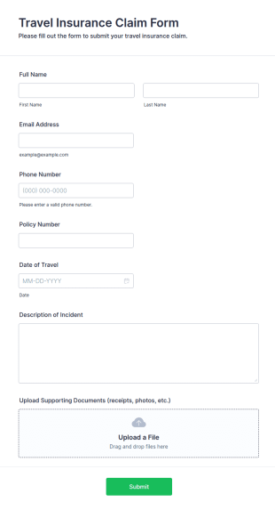 Travel Insurance Claim Form Template