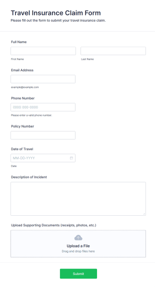 Travel Insurance Claim Form Template