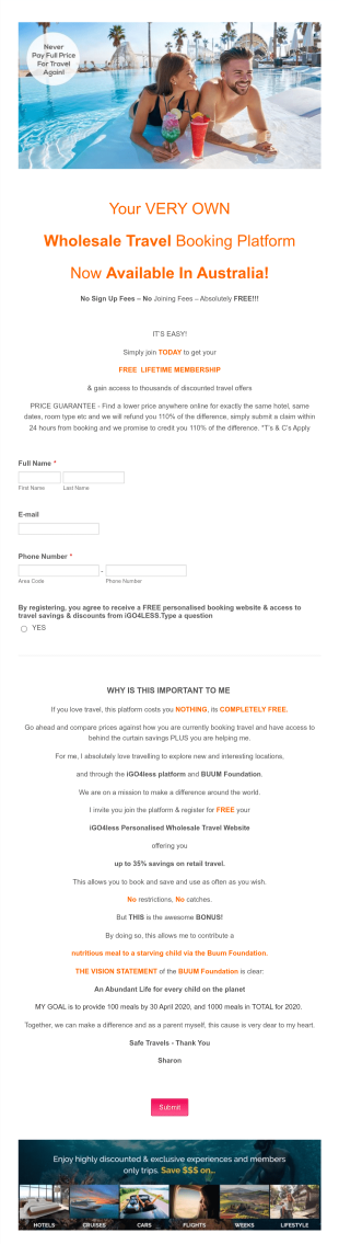 Travel Lead Generation Form Template