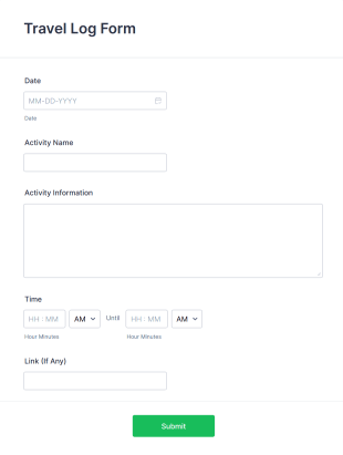 Travel Log Form Template
