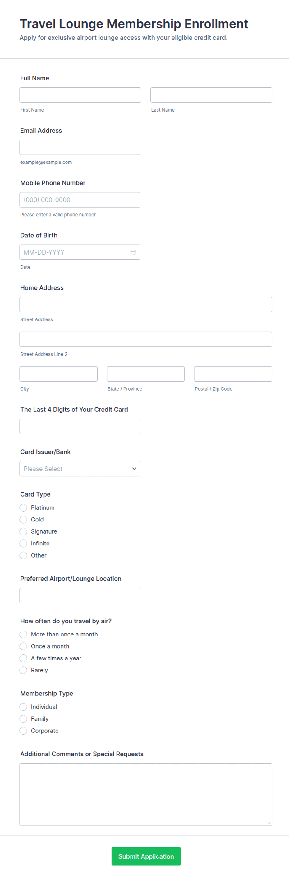 Travel Lounge Membership Enrollment Form Template Jotform travel-lounge-membership-enrollment-form-template-jotform