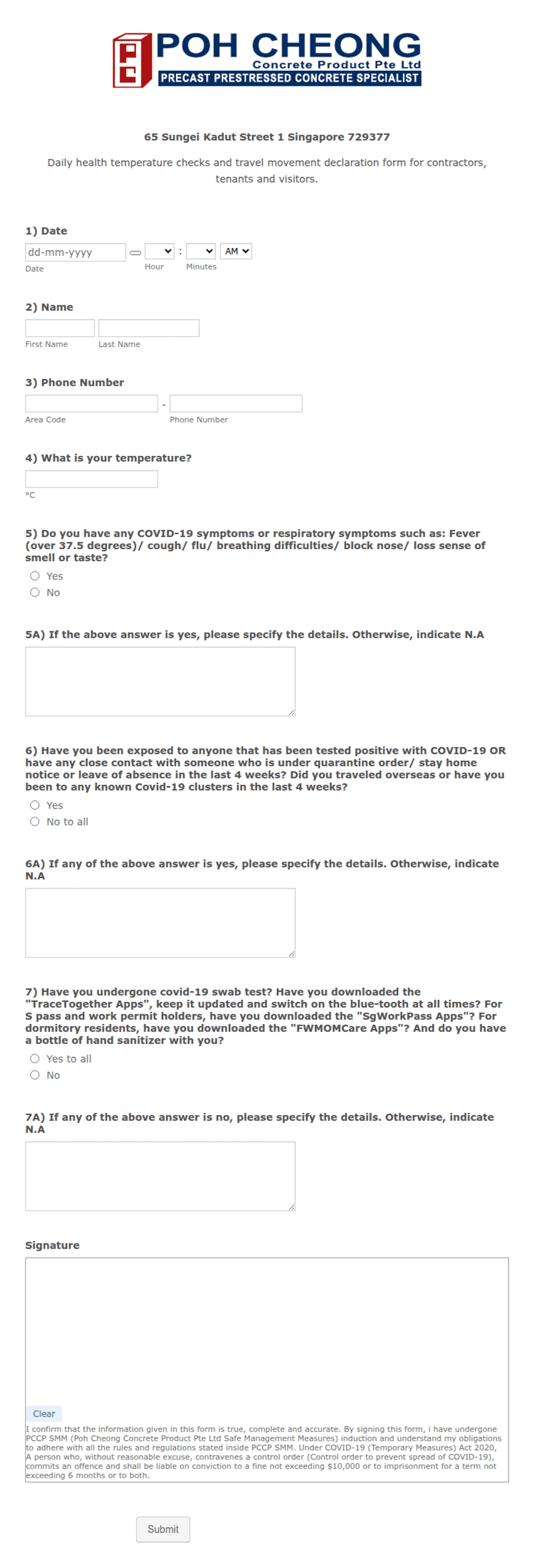 Mobility Declaration Form Travel Movement Declaration Form Template | Jotform