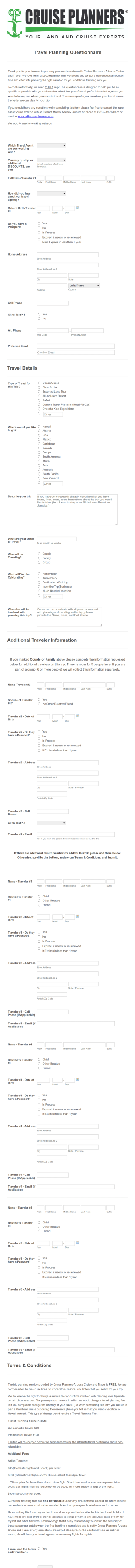Travel Planning Form Template
