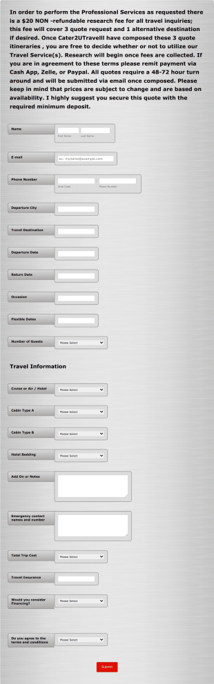 Travel Registration Fee Form Template
