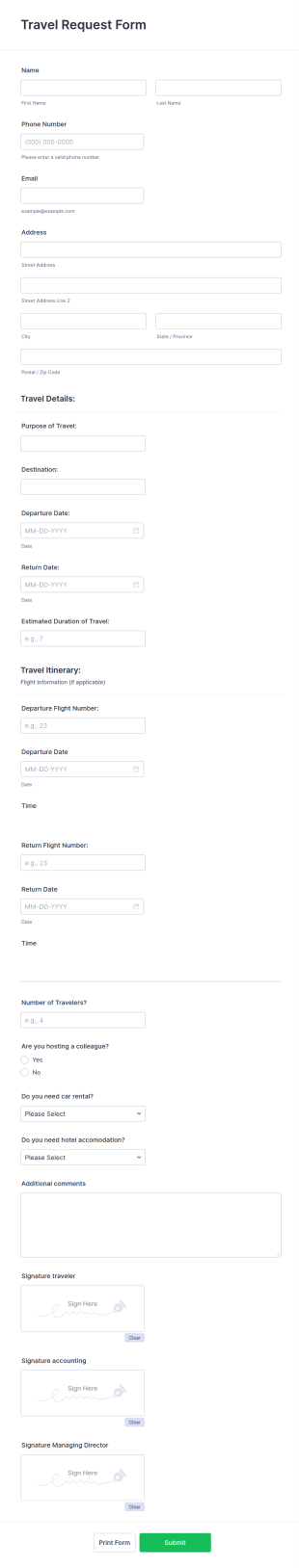 Travel Request Form Template