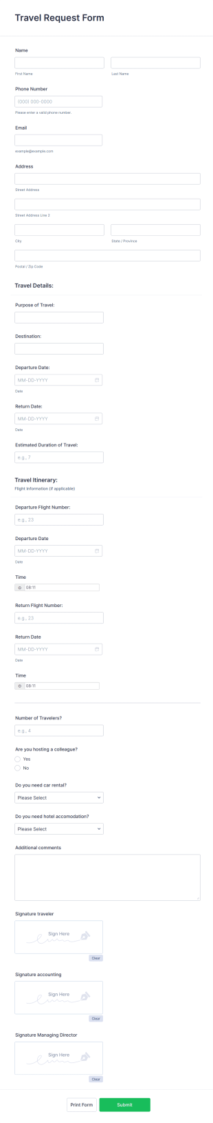 Travel Request Form Template