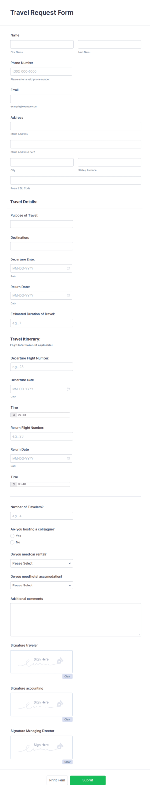 Travel Request Form Template