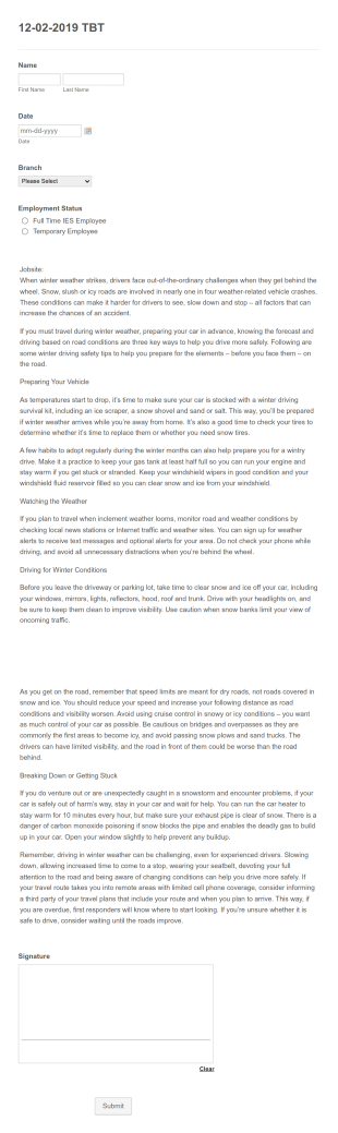 Travel Safety Measures Acknowledgement Form Template