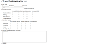 Travel Satisfaction Survey Form Template