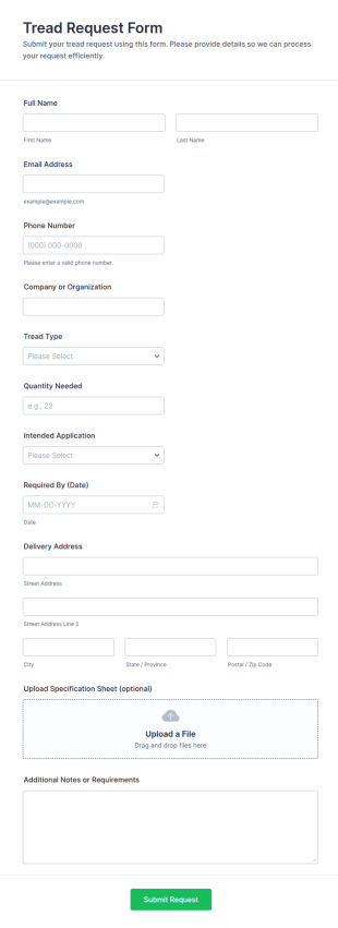 Tread Request Form Template