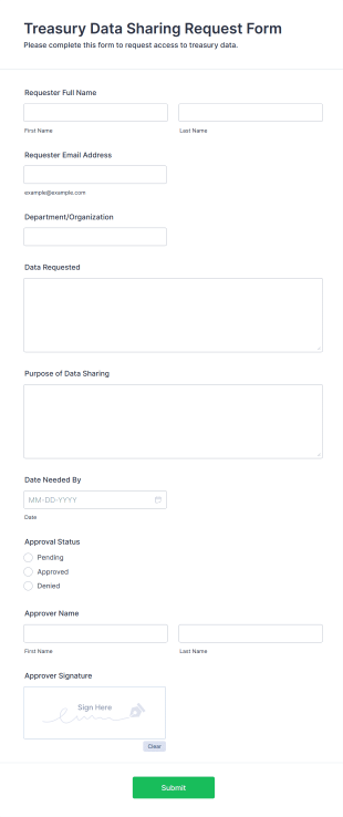 Treasury Data Sharing Request Form Template