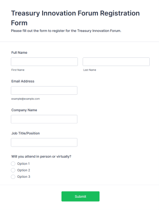 Treasury Innovation Forum Registration Form Template
