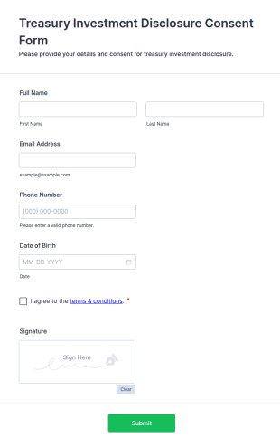 Treasury Investment Disclosure Consent Form Template