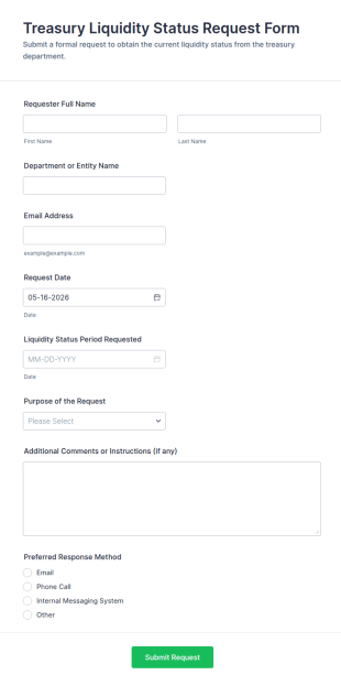 Treasury Liquidity Status Request Form Template