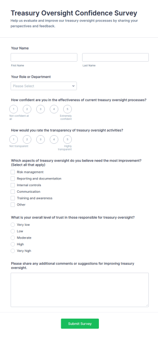 Treasury Oversight Confidence Survey Form Template