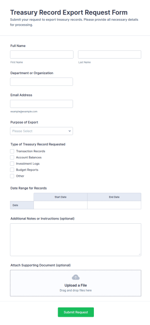 Treasury Record Export Request Form Template