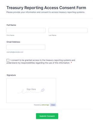 Treasury Reporting Access Consent Form Template