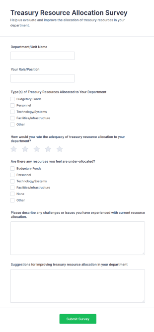 Treasury Resource Allocation Survey Form Template