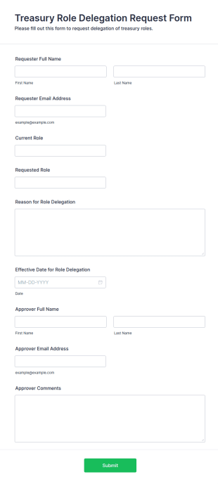 Treasury Role Delegation Request Form Template