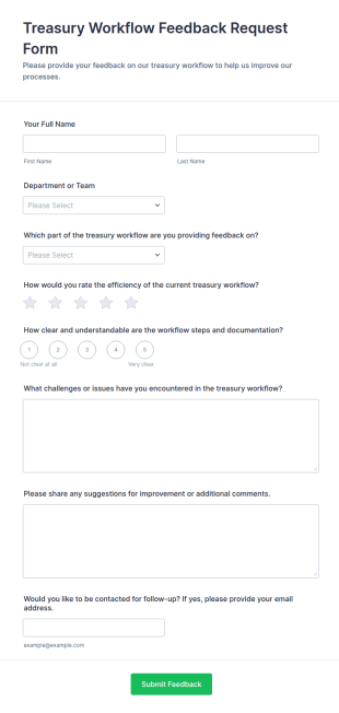 Treasury Workflow Feedback Request Form Template