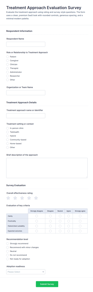 Treatment Approach Evaluation Survey Form Template