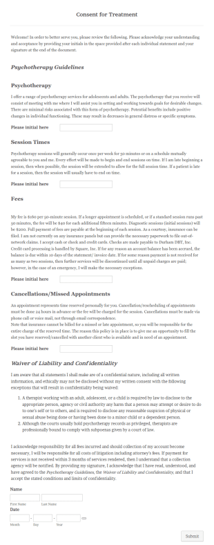 Treatment Consent Form Template