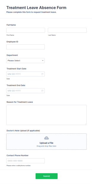 Treatment Leave Absence Form Template