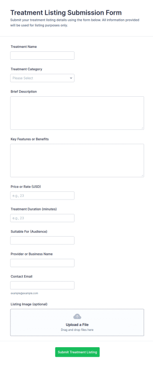 Treatment Listing Submission Form Template