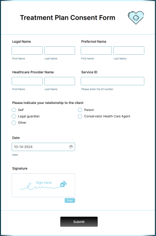 Treatment Plan Consent Form Template