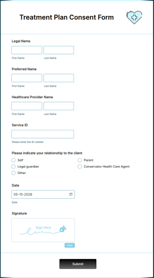 Treatment Plan Consent Form Template