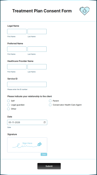 Treatment Plan Consent Form Template