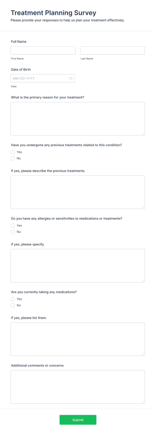 Treatment Planning Survey Form Template