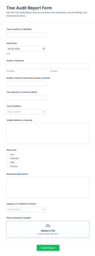 Tree Audit Report Form Template