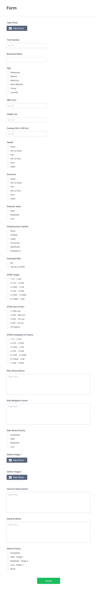 Tree Audit Form Template