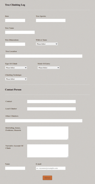 Tree Climbing Log Form Template