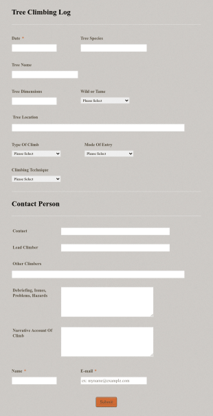 Tree Climbing Log Form Template