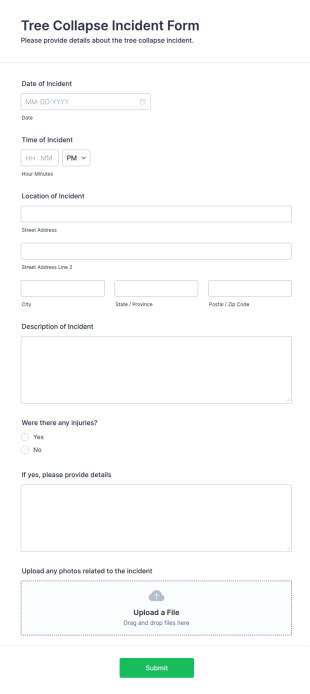 Tree Collapse Incident Form Template