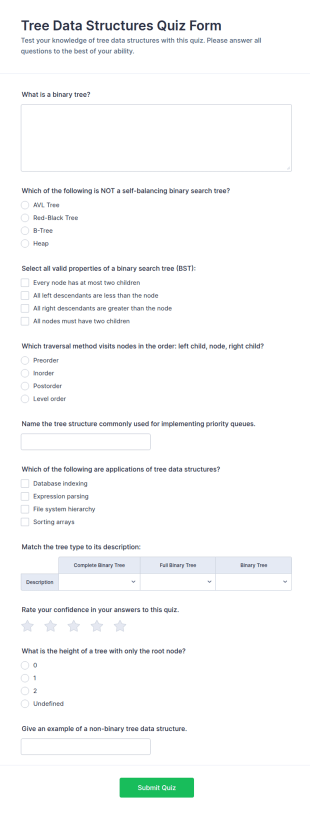 Tree Data Structures Quiz Form Template