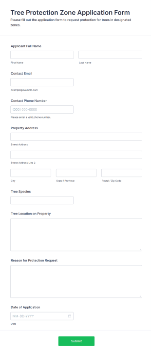 Tree Protection Zone Application Form Form Template