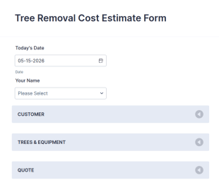 Tree Removal Cost Estimate Form Template