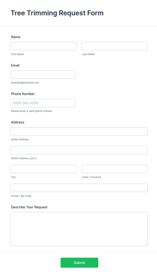 Tree Trimming Request Form Template
