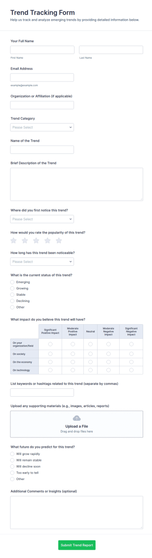 Trend Tracking Form Template