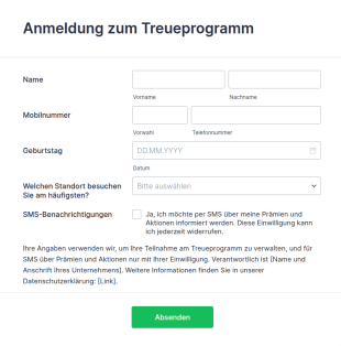 Anmeldung Zum Treueprogramm