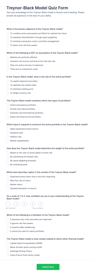 Treynor Black Model Quiz Form Template