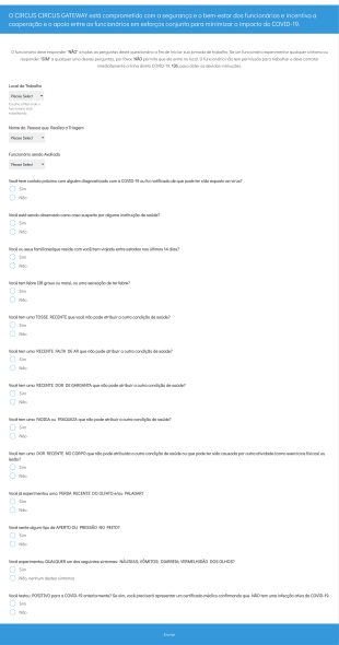 Triagem Diária Da Covid 19 Para Funcionários! Form Template
