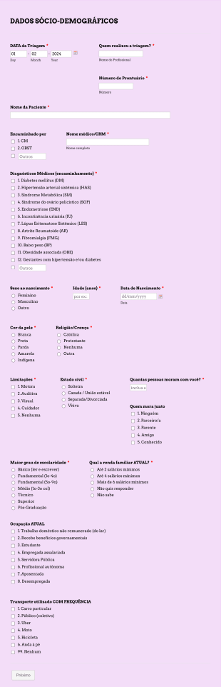 Triagem Multiprofissional Form Template