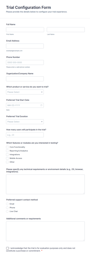 Trial Configuration Form Template