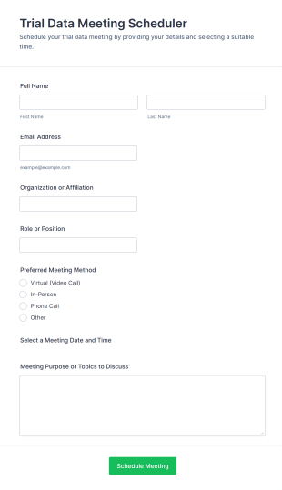 Trial Data Meeting Scheduler Form Template